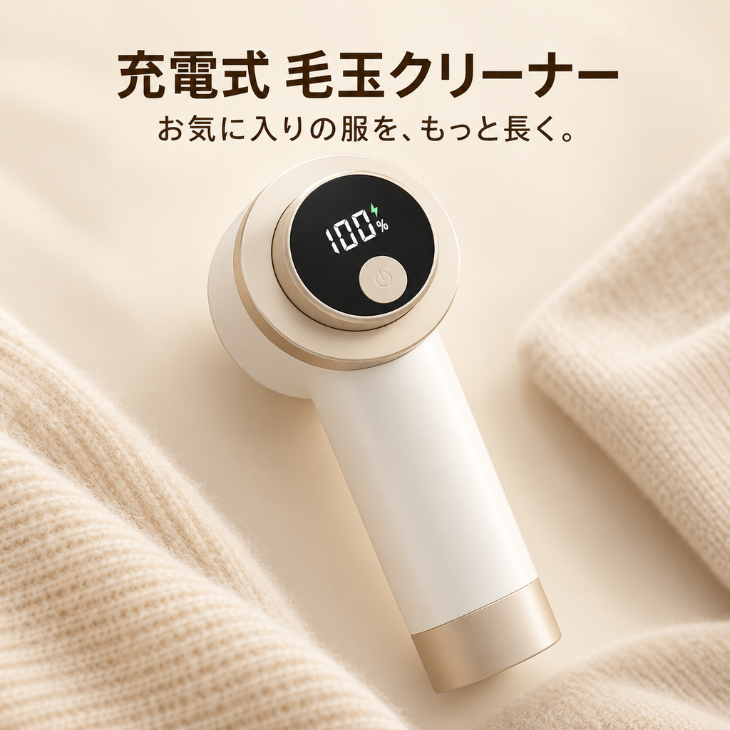 充電式 毛玉クリーナー｜残量ディスプレイ・3段階調整
